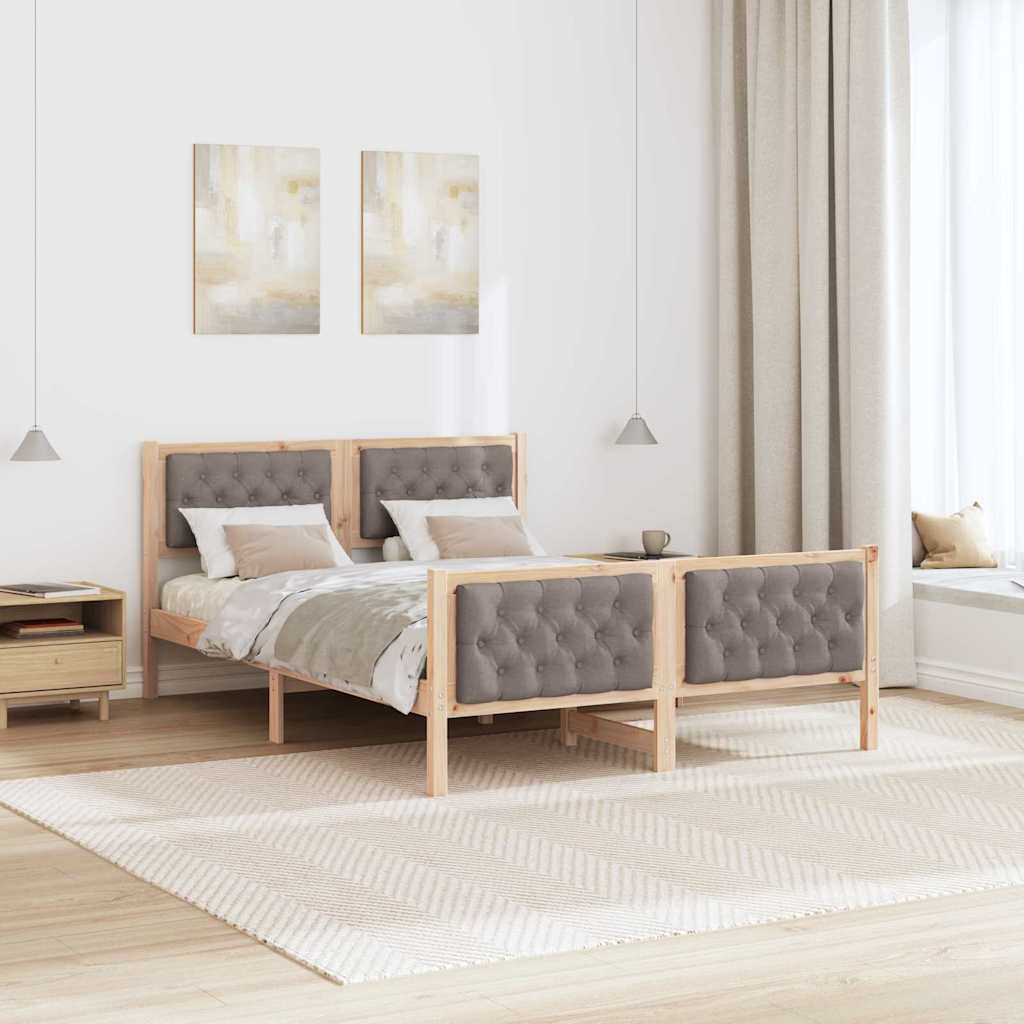 vidaXL Σκελετός Κρεβατιού Taupe 140 x 200 cm Στερεά ξυλεία πεύκου
