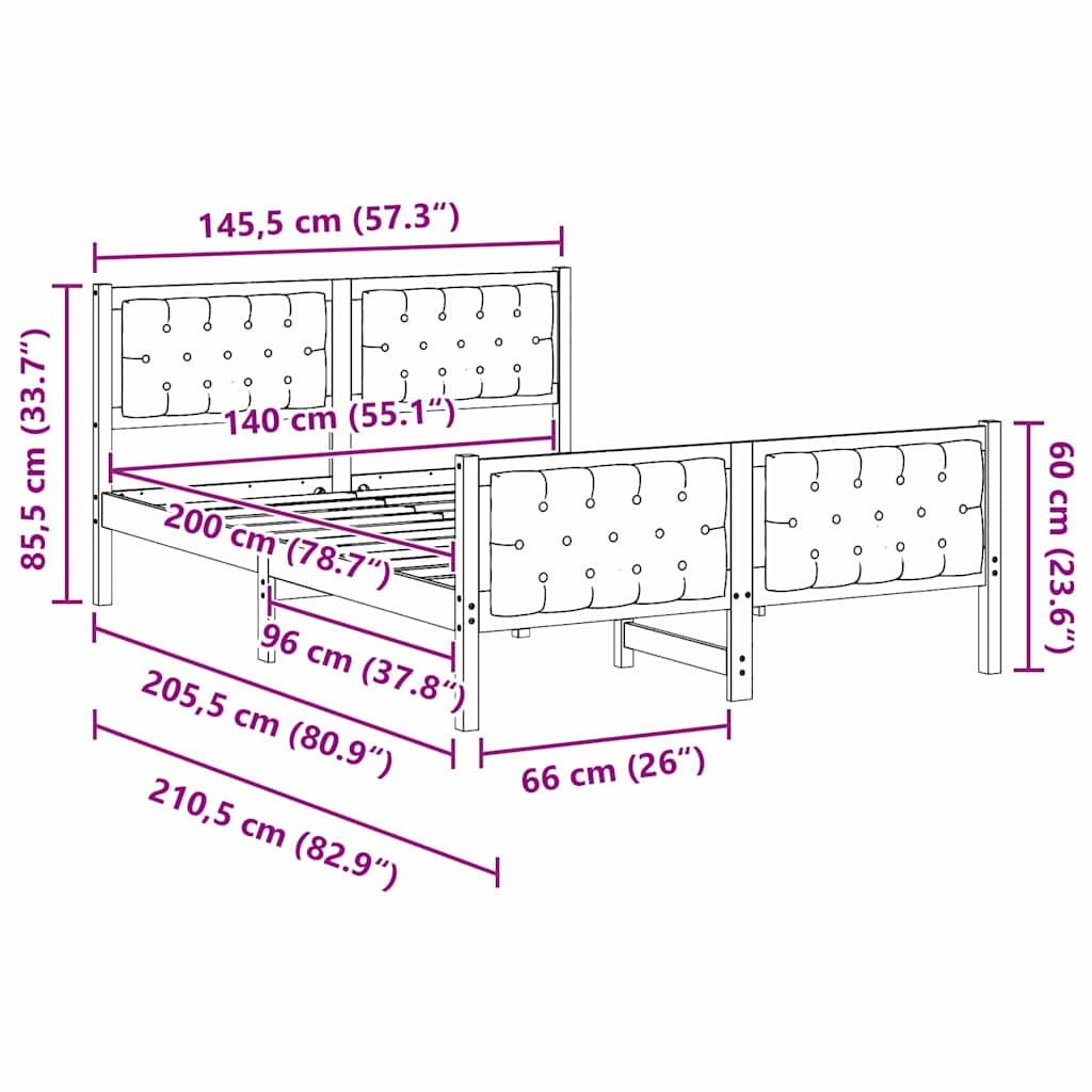 vidaXL Σκελετός Κρεβατιού Taupe 140 x 200 cm Στερεά ξυλεία πεύκου