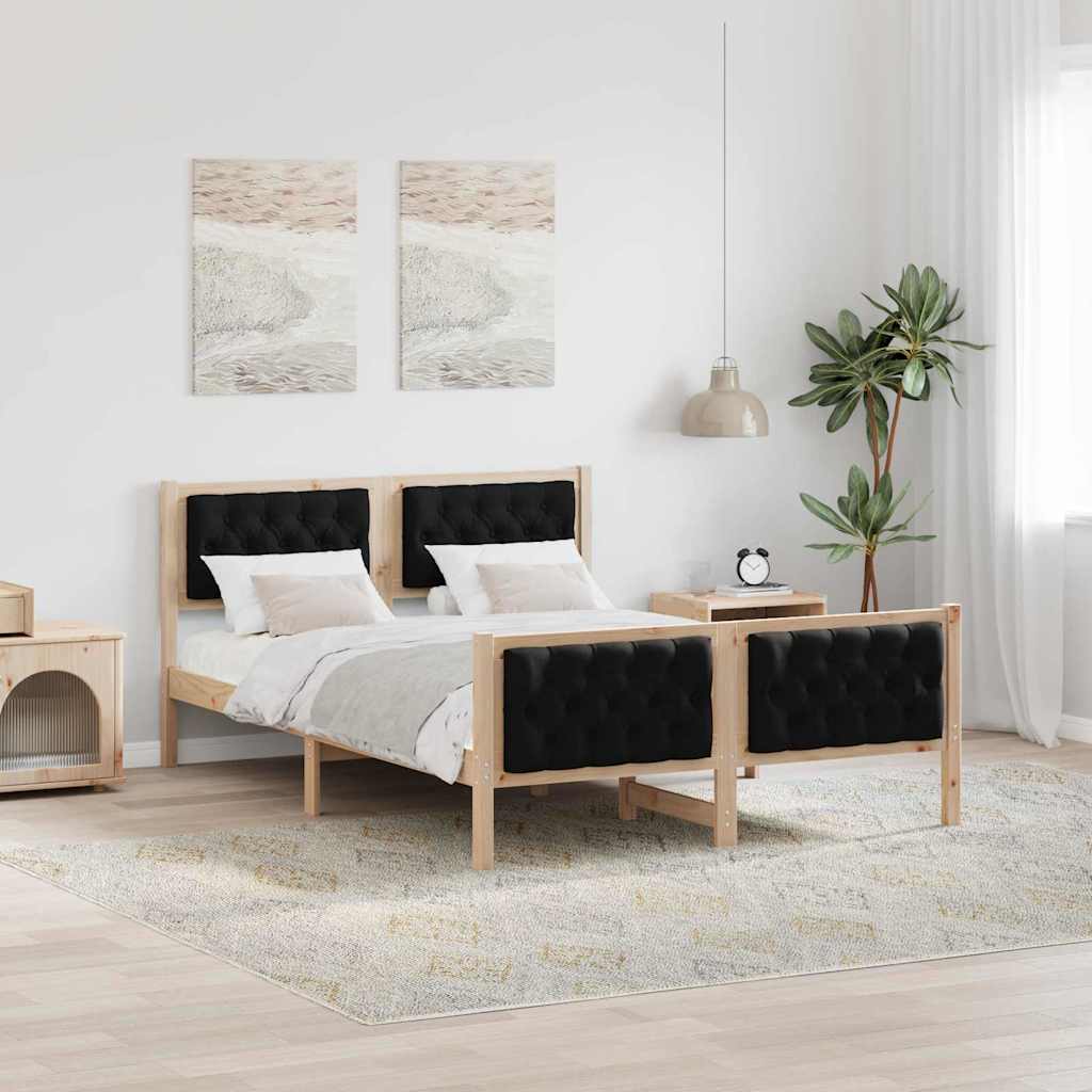 vidaXL Σκελετός Κρεβατιού Μαύρο 140 x 190 cm Στερεά ξυλεία πεύκου
