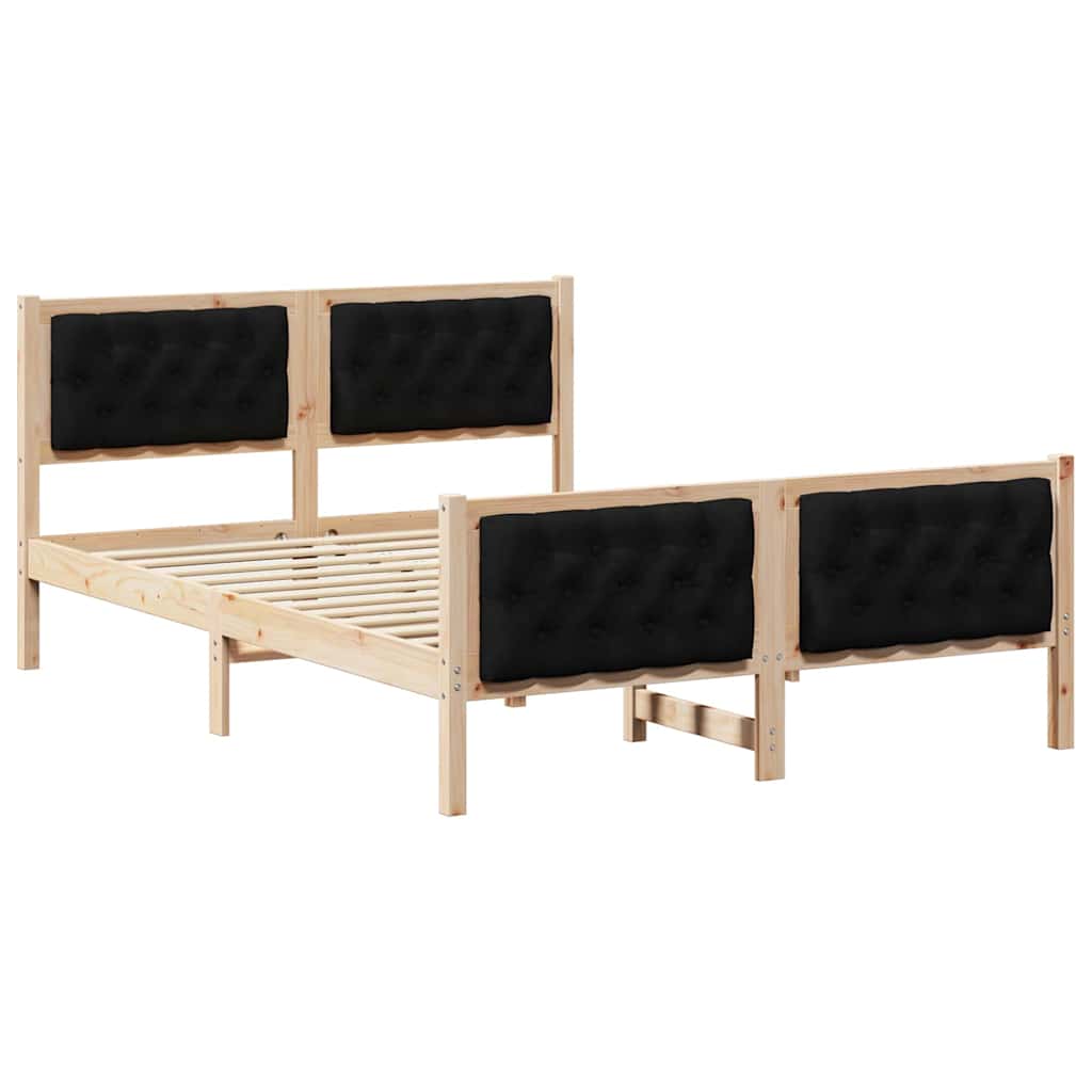 vidaXL Σκελετός Κρεβατιού Μαύρο 140 x 190 cm Στερεά ξυλεία πεύκου