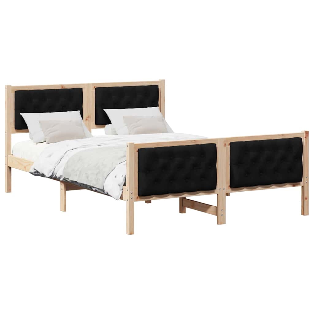 vidaXL Σκελετός Κρεβατιού Μαύρο 140 x 190 cm Στερεά ξυλεία πεύκου