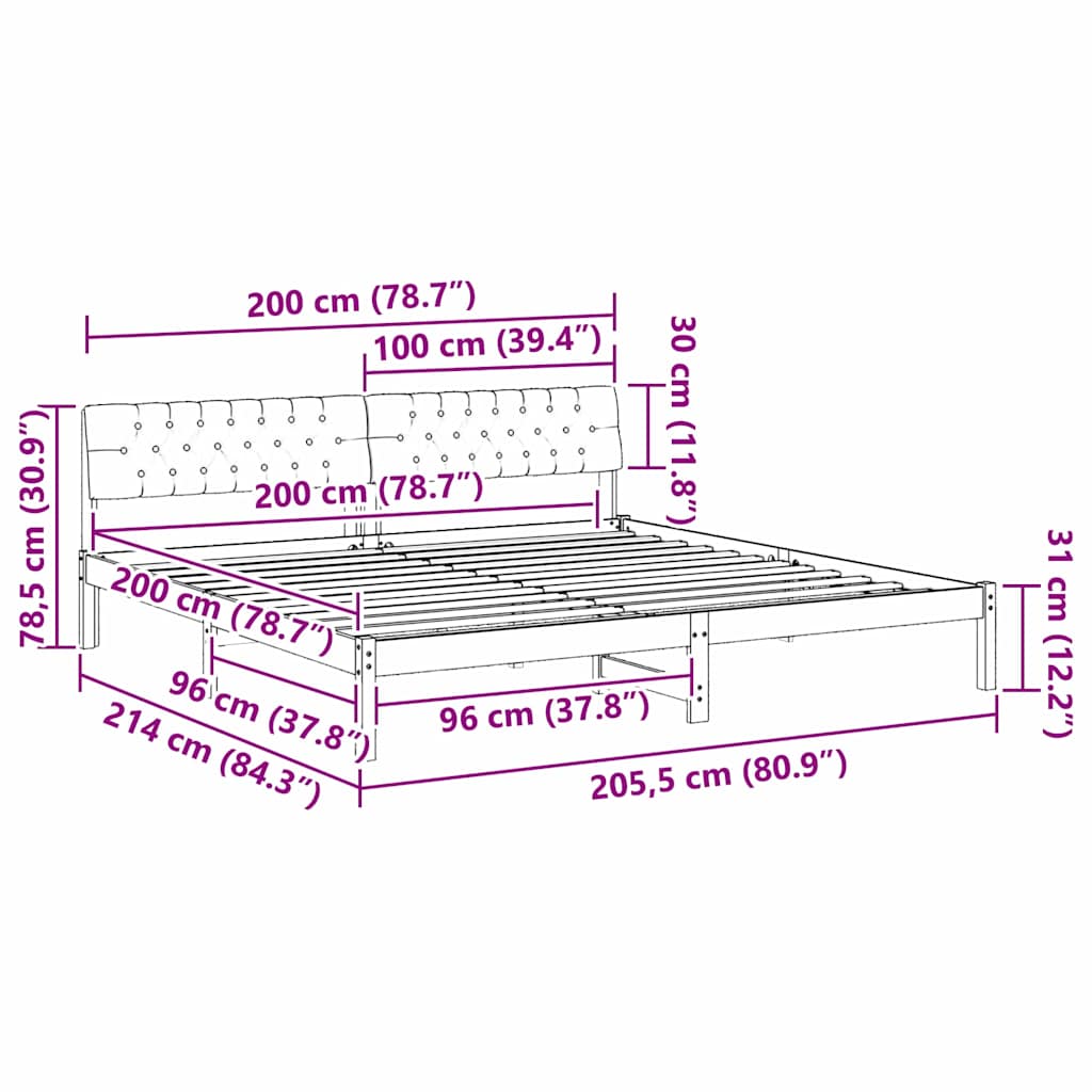 vidaXL Σκελετός Κρεβατιού Λευκό και ανοιχτό γκρι 200 x 200 cm