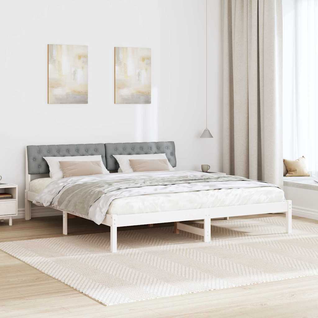 vidaXL Σκελετός Κρεβατιού Λευκό και ανοιχτό γκρι 180 x 200 cm