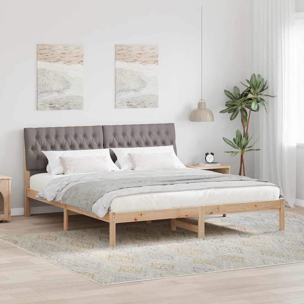 vidaXL Σκελετός Κρεβατιού με Επενδεδυμένο Κεφαλάρι Καφέ 180 x 200 cm