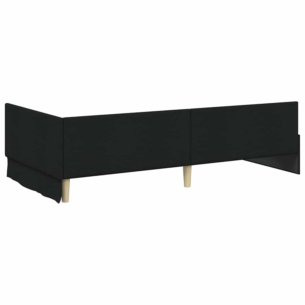 vidaXL Κρεβάτι γωνίας με στρώμα Άλλο με κεφαλάρι 2 pcs Μαύρο ύφασμα