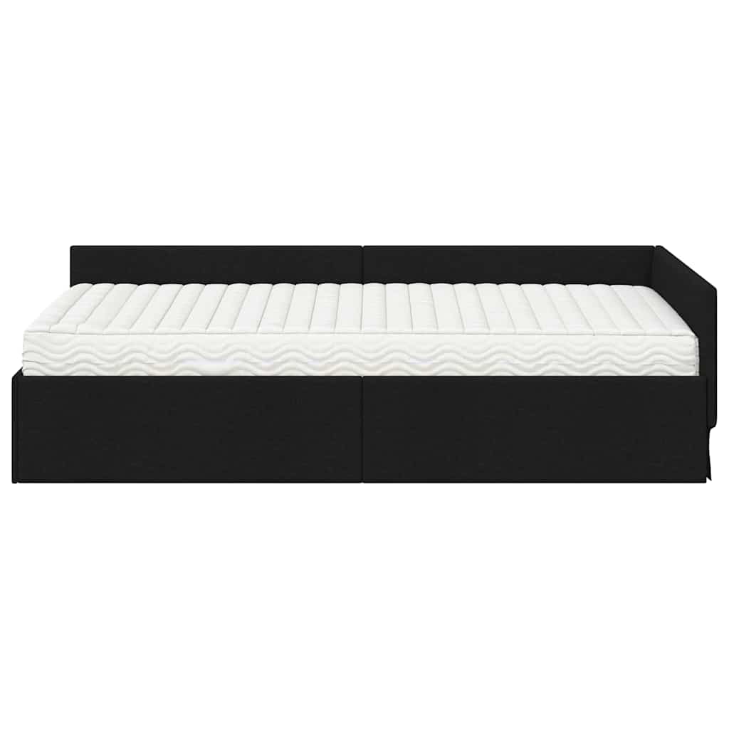 vidaXL Κρεβάτι γωνίας με στρώμα Άλλο με κεφαλάρι 2 pcs Μαύρο ύφασμα