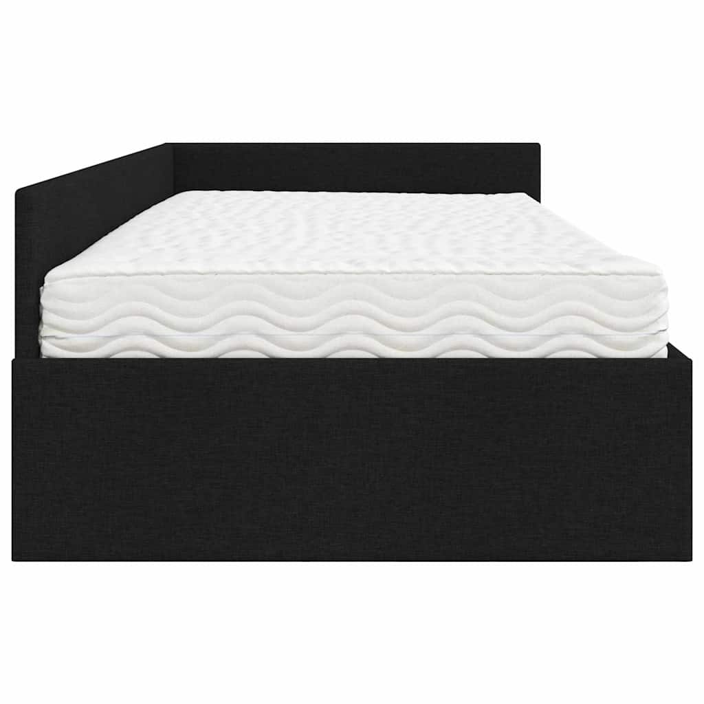 vidaXL Κρεβάτι γωνίας με στρώμα Άλλο με κεφαλάρι 2 pcs Μαύρο ύφασμα
