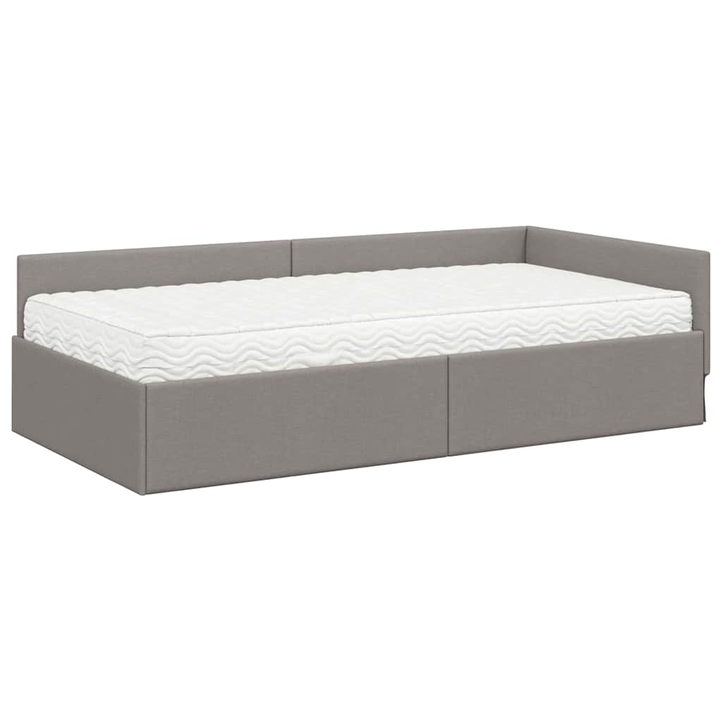 vidaXL Κρεβάτι γωνίας με στρώμα Άλλο με κεφαλάρι 2 pcs Taupe ύφασμα