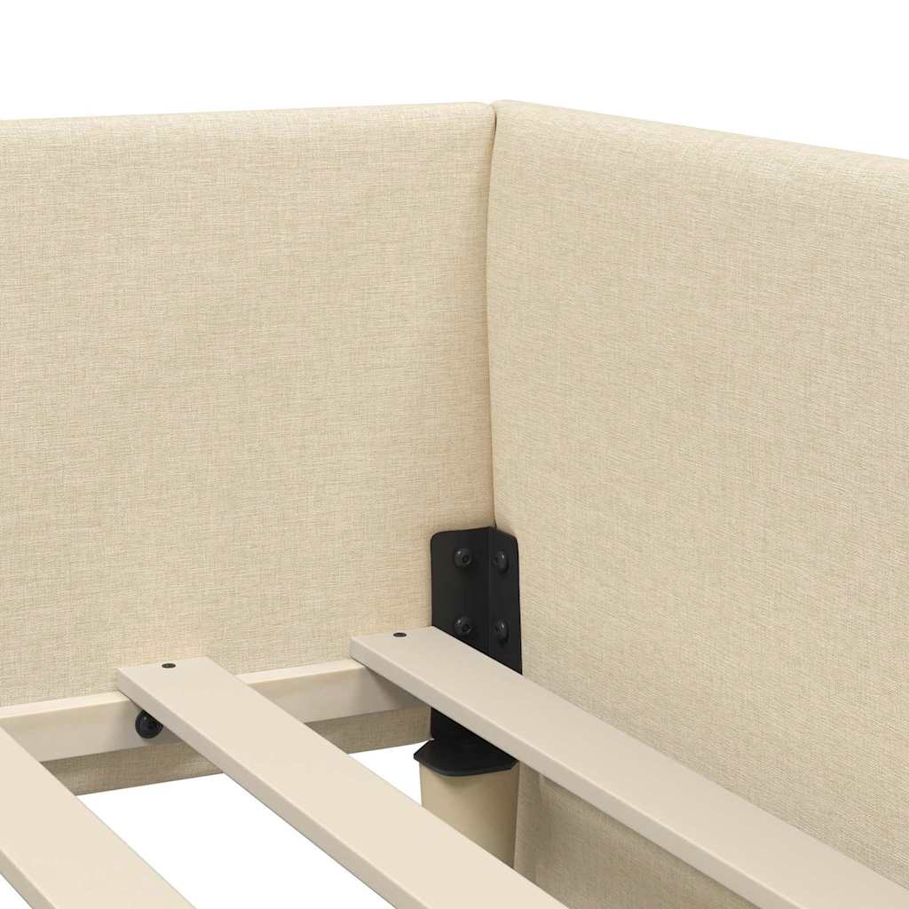 vidaXL Κρεβάτι γωνίας με στρώμα Άλλο με κεφαλάρι 2 pcs Κρεμ ύφασμα
