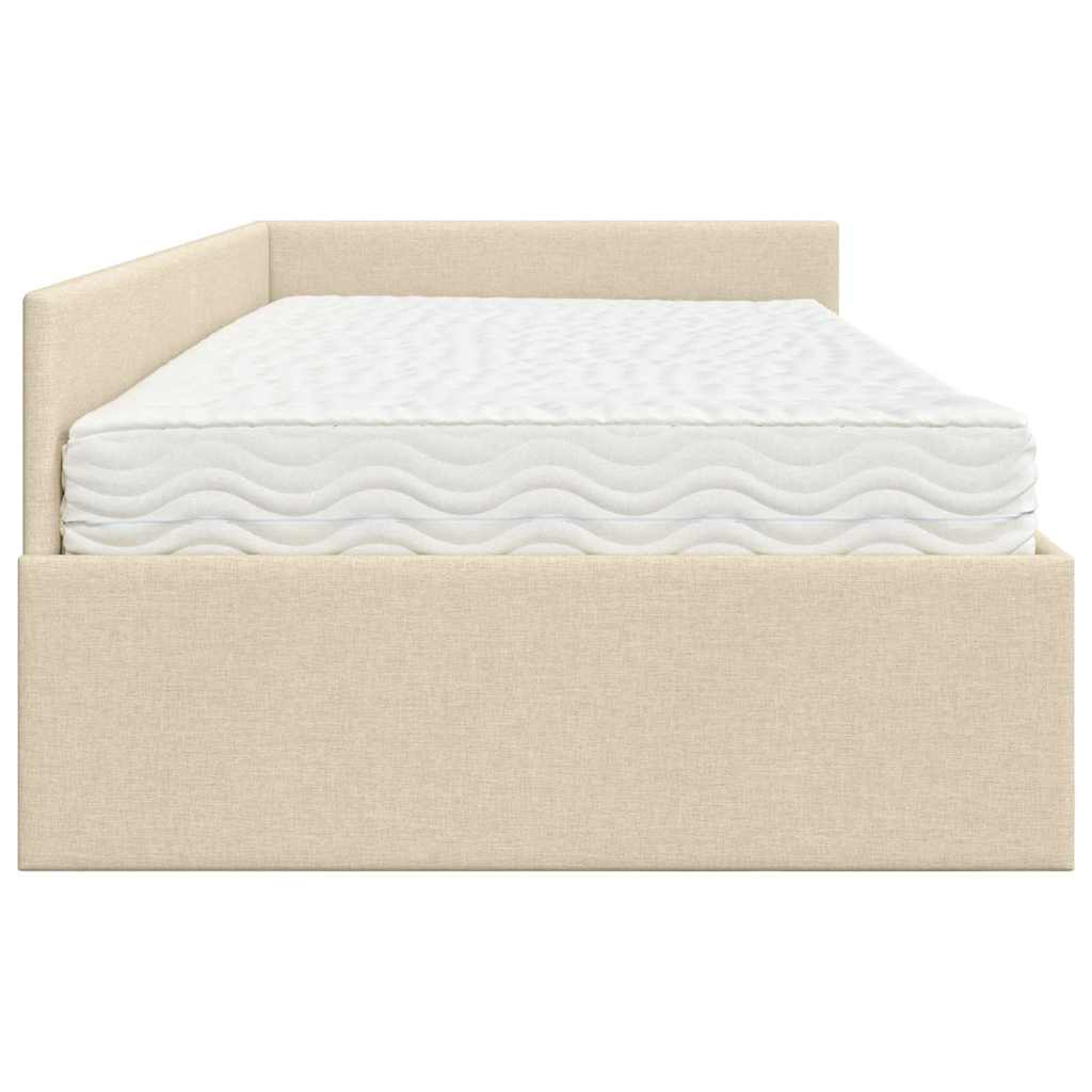 vidaXL Κρεβάτι γωνίας με στρώμα Άλλο με κεφαλάρι 2 pcs Κρεμ ύφασμα