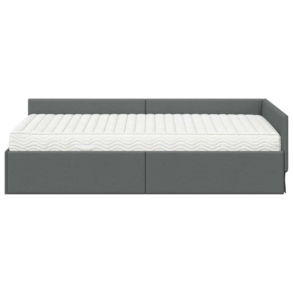 vidaXL Κρεβάτι γωνίας με στρώμα Άλλο με κεφαλάρι 2 pcs Γκρι ύφασμα