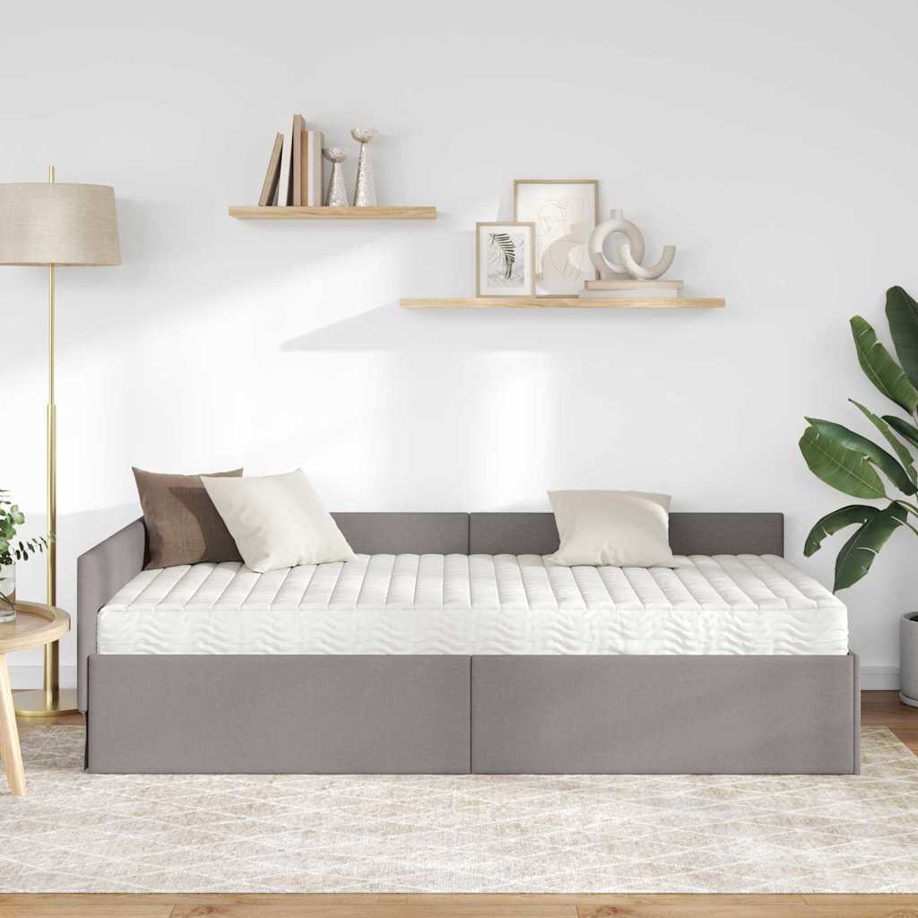 vidaXL Κρεβάτι γωνίας με στρώμα Άλλο με κεφαλάρι 2 pcs Taupe ύφασμα