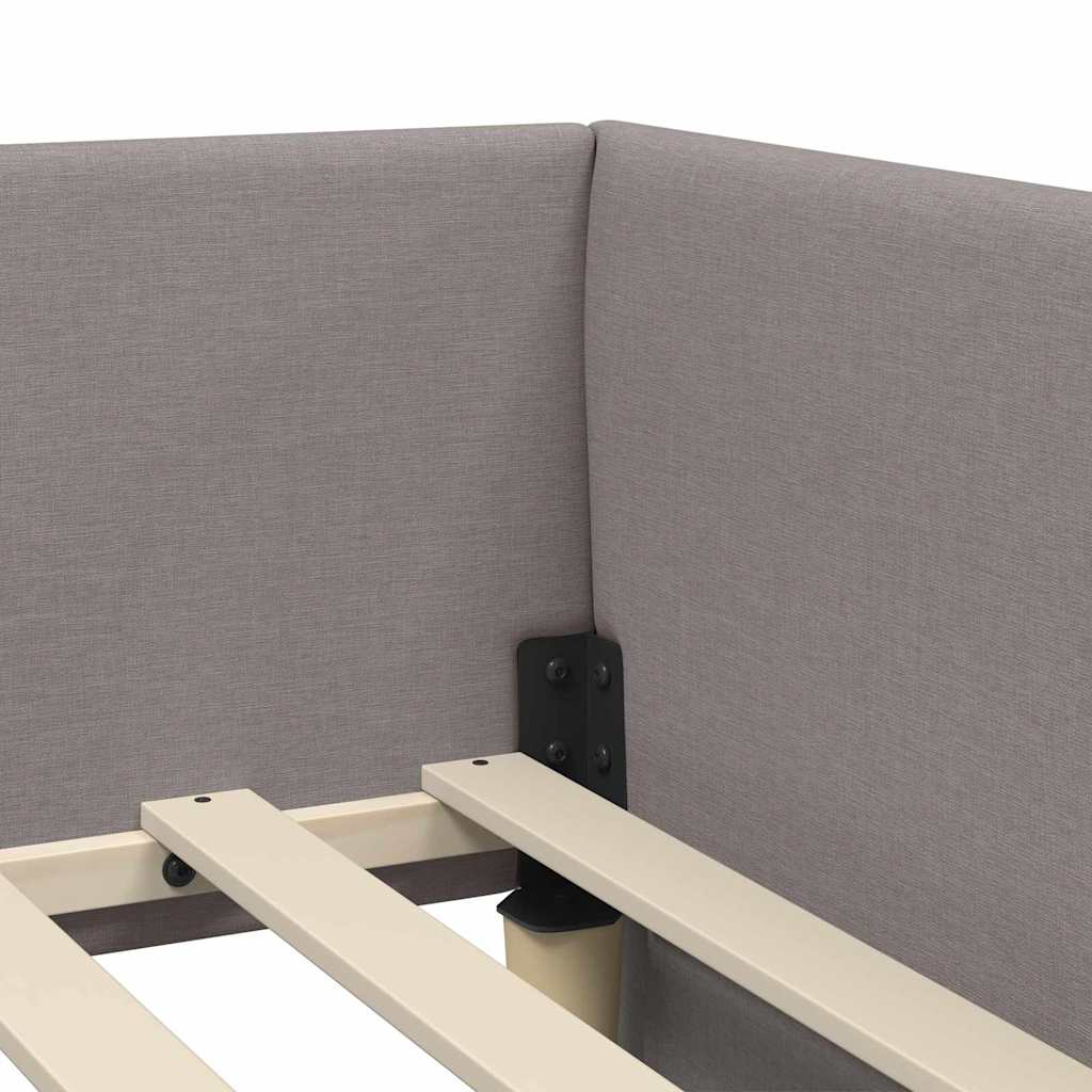 vidaXL Κρεβάτι γωνίας με στρώμα Άλλο με κεφαλάρι 2 pcs Taupe ύφασμα