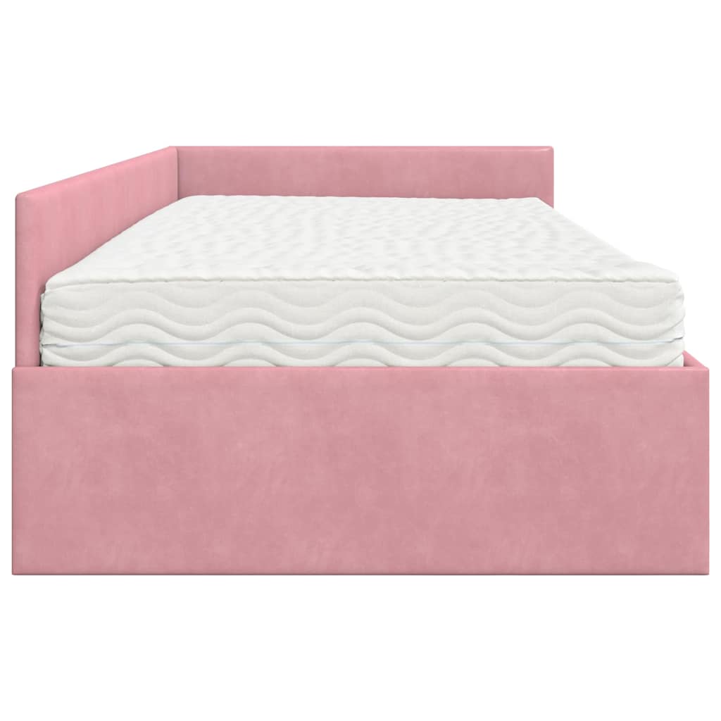 vidaXL Κρεβάτι γωνίας με στρώμα Άλλο με κεφαλάρι 2 pcs Γκρι Βελούδο
