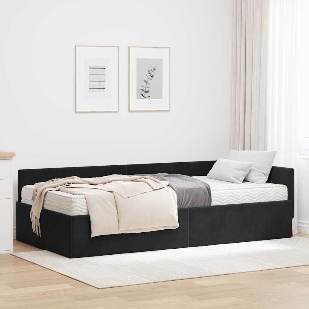 vidaXL Κρεβάτι γωνίας με στρώμα Άλλο με κεφαλάρι 2 pcs Γκρι Βελούδο
