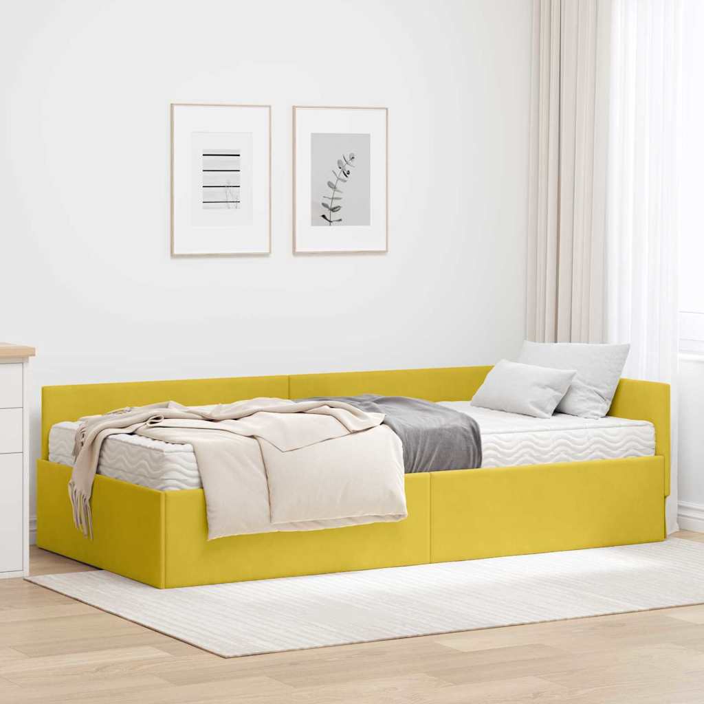 vidaXL Κρεβάτι γωνίας με στρώμα Άλλο με κεφαλάρι 2 pcs Πράσινο Βελούδο
