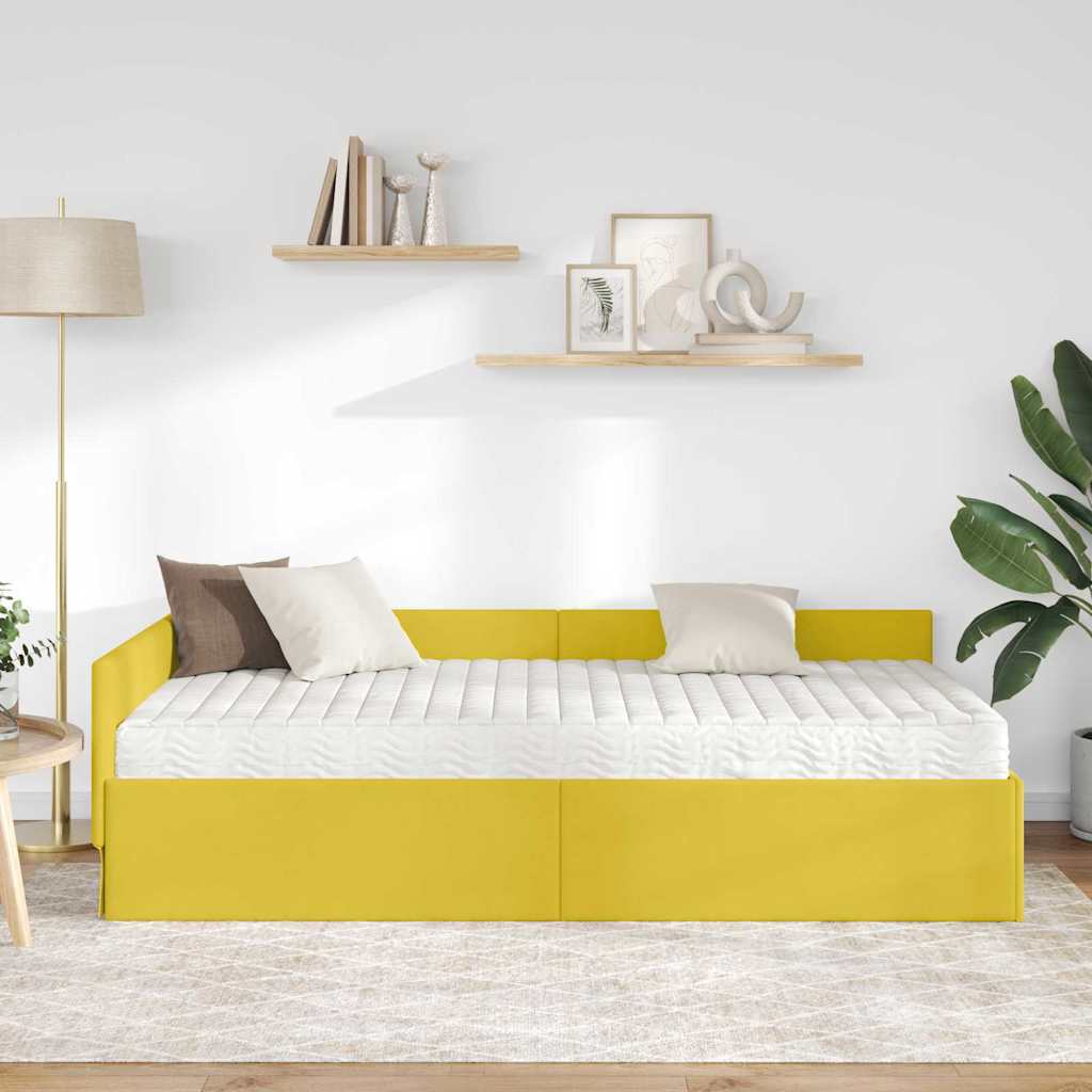 vidaXL Κρεβάτι γωνίας με στρώμα Άλλο με κεφαλάρι 2 pcs Πράσινο Βελούδο