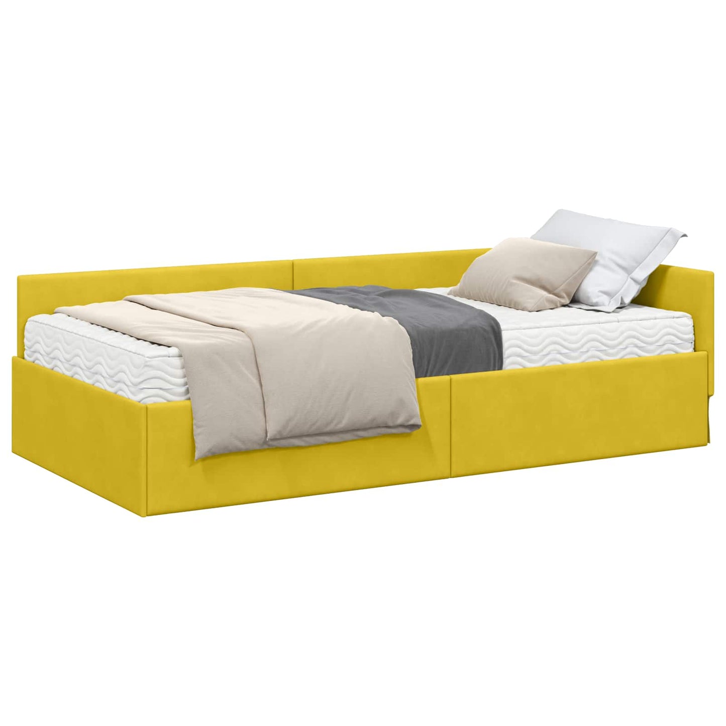 vidaXL Κρεβάτι γωνίας με στρώμα Άλλο με κεφαλάρι 2 pcs Πράσινο Βελούδο