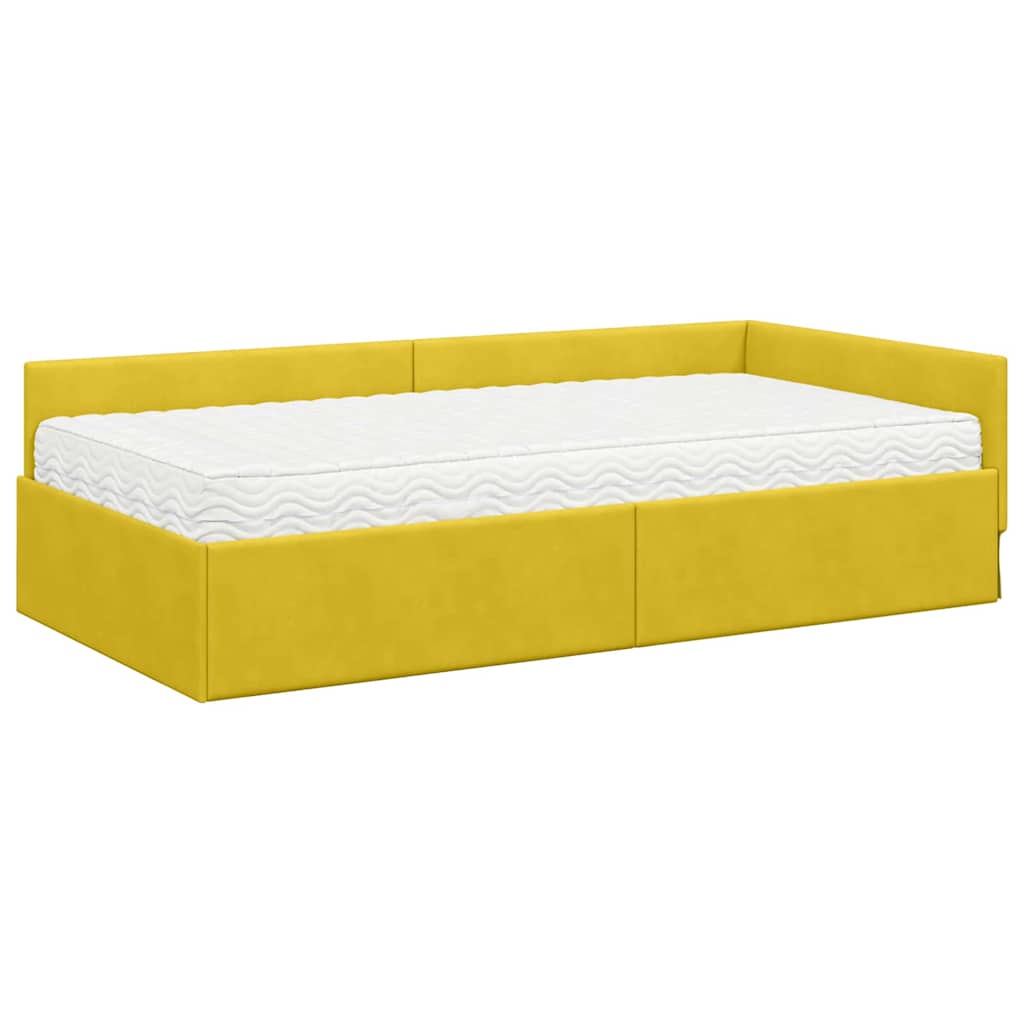 vidaXL Κρεβάτι γωνίας με στρώμα Άλλο με κεφαλάρι 2 pcs Πράσινο Βελούδο