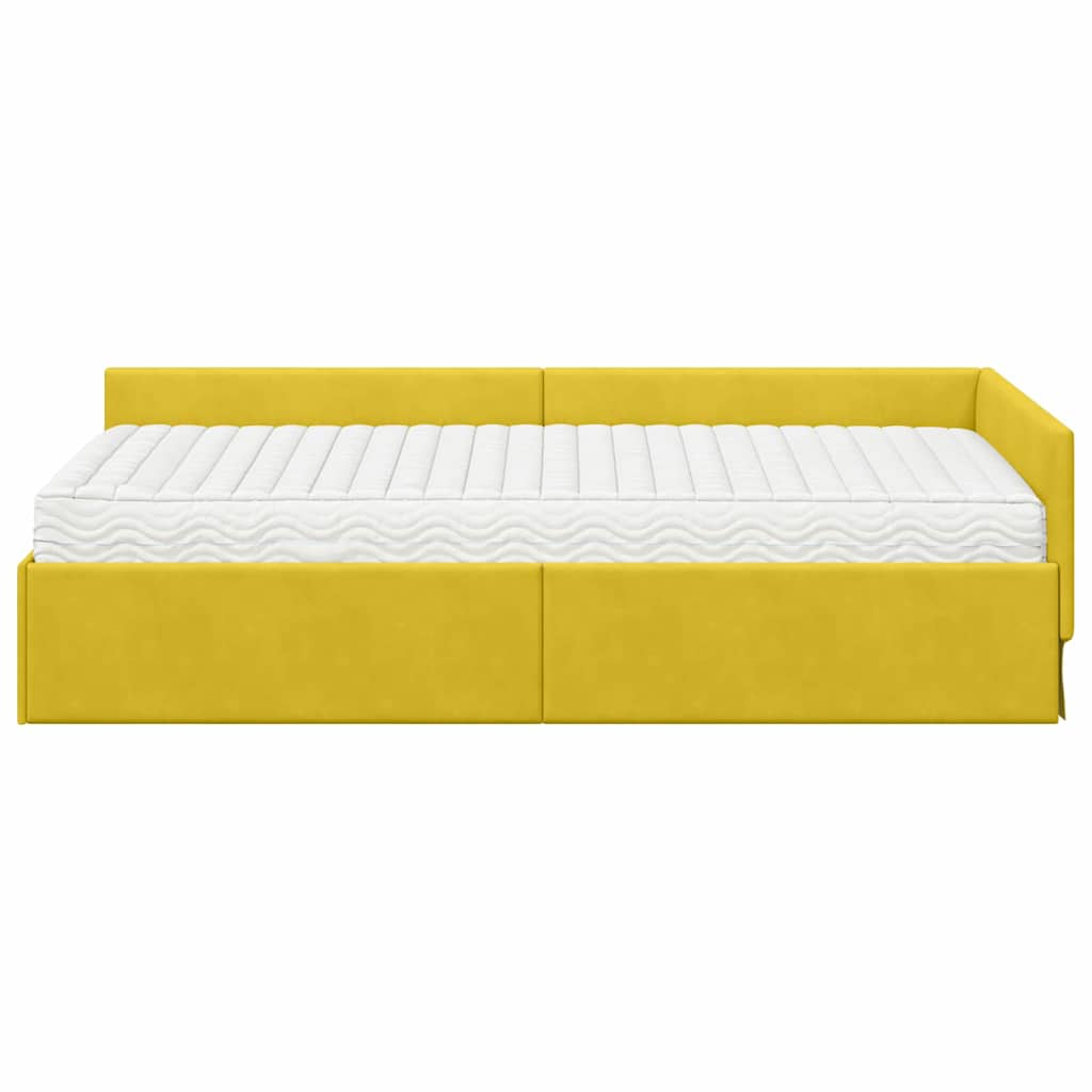 vidaXL Κρεβάτι γωνίας με στρώμα Άλλο με κεφαλάρι 2 pcs Πράσινο Βελούδο