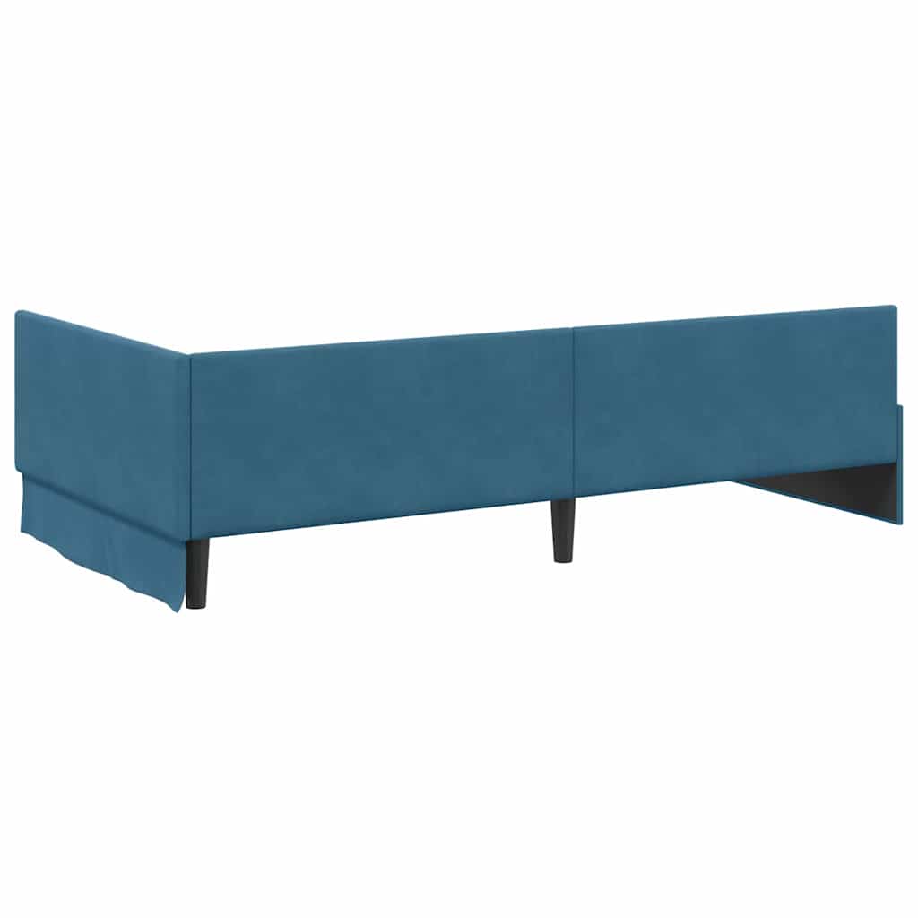 vidaXL Κρεβάτι γωνίας με στρώμα Άλλο με κεφαλάρι 2 pcs Μπλε Βελούδο