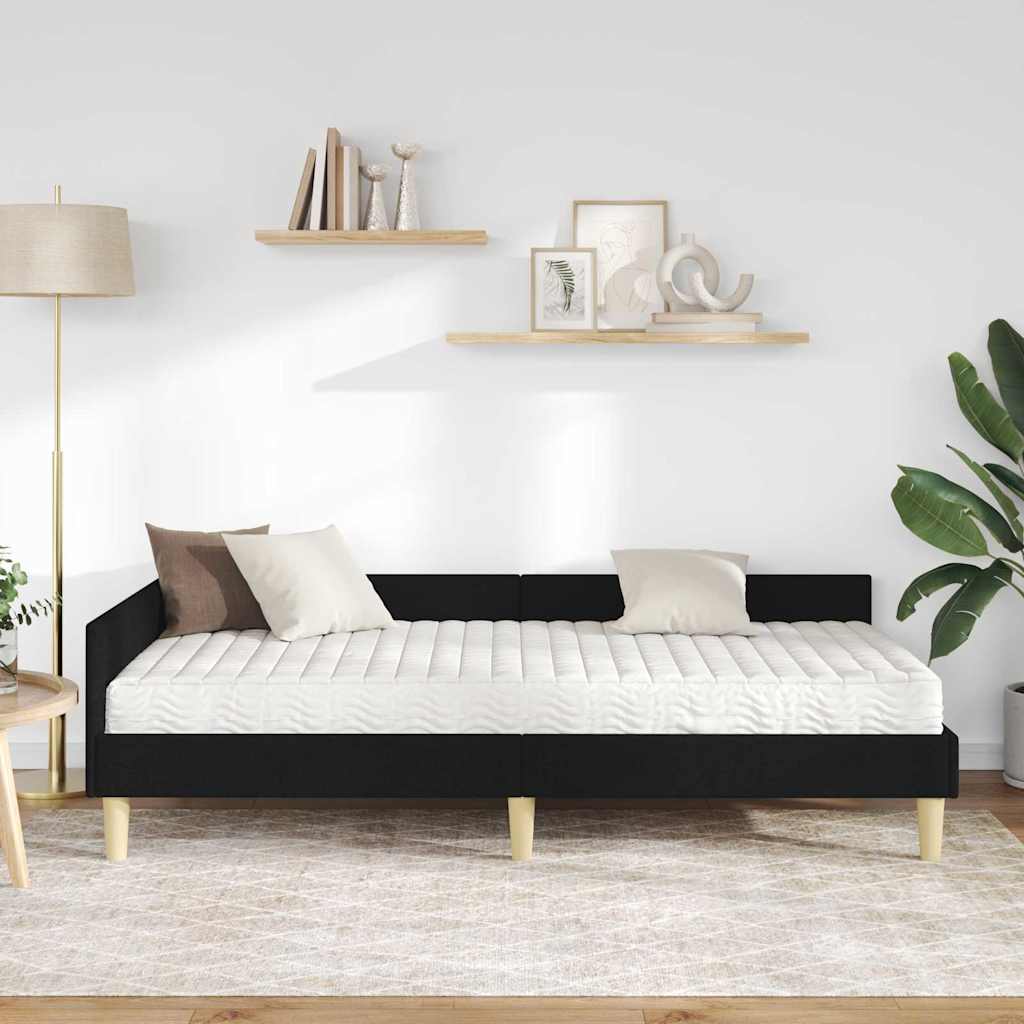vidaXL Κρεβάτι γωνίας με στρώμα με στρώμα 2 pcs Πράσινο ύφασμα
