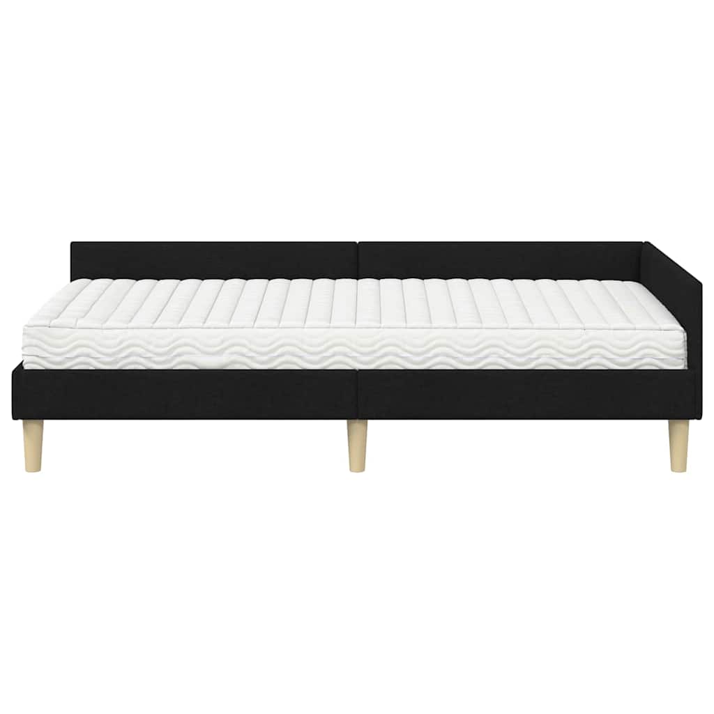 vidaXL Κρεβάτι γωνίας με στρώμα με στρώμα 2 pcs Πράσινο ύφασμα