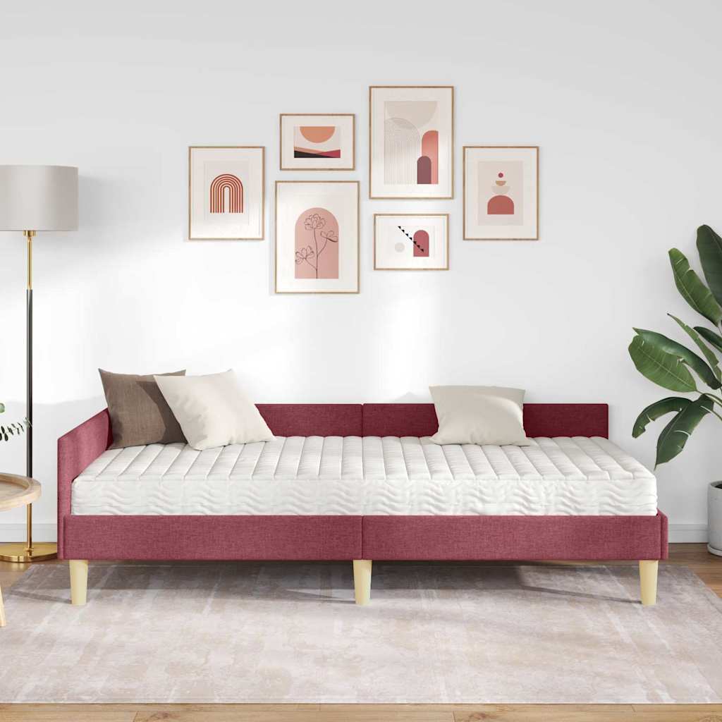 vidaXL Κρεβάτι γωνίας με στρώμα με στρώμα 2 pcs Γκρι ύφασμα