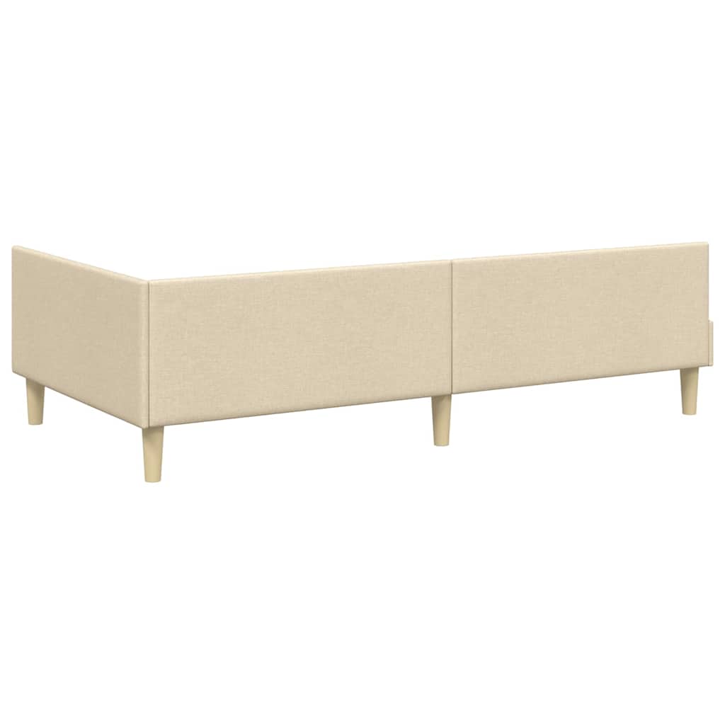 vidaXL Κρεβάτι γωνίας με στρώμα με στρώμα 2 pcs Κρεμ ύφασμα