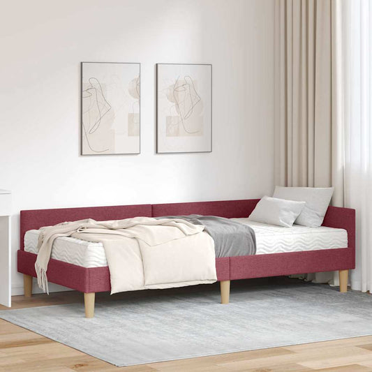 vidaXL Κρεβάτι γωνίας με στρώμα με στρώμα 2 pcs Γκρι ύφασμα