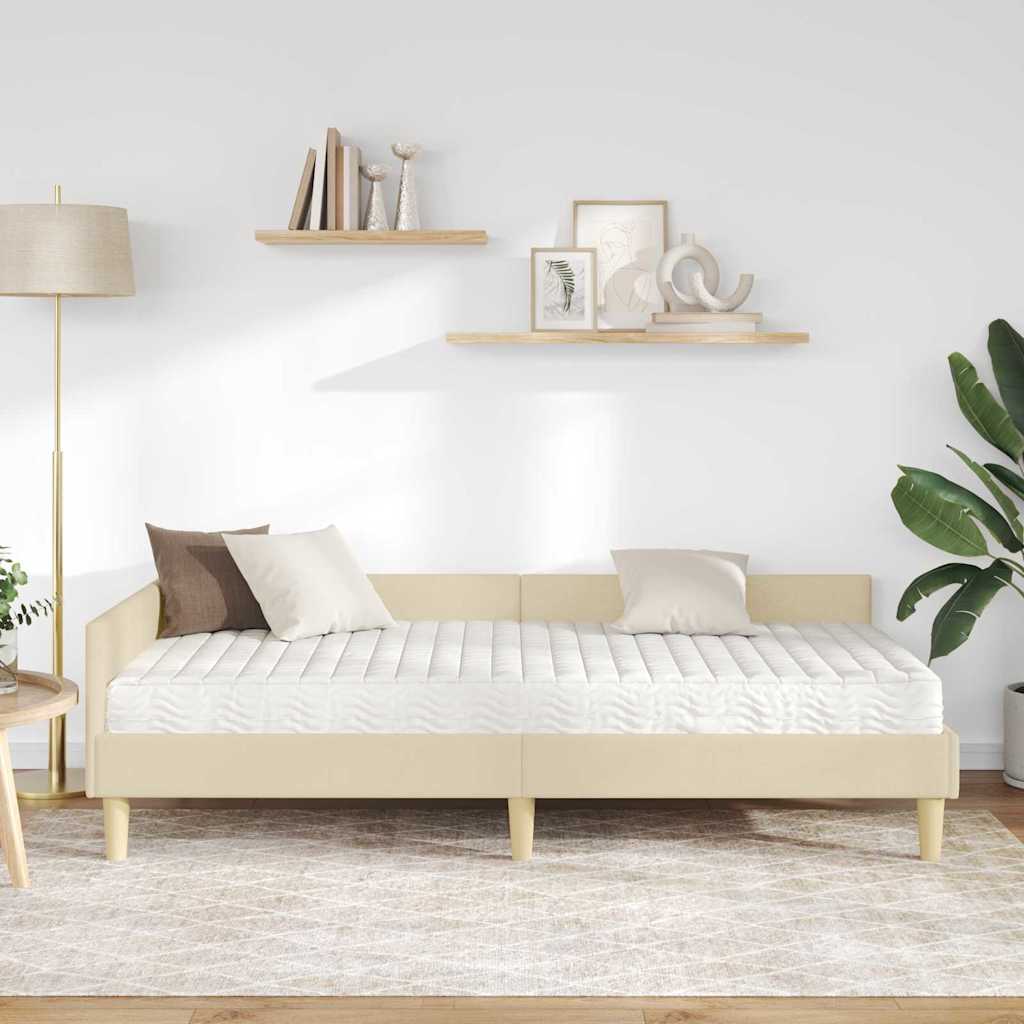 vidaXL Κρεβάτι γωνίας με στρώμα 2 τμχ. Κρεμ 90 x 190 cm ύφασμα