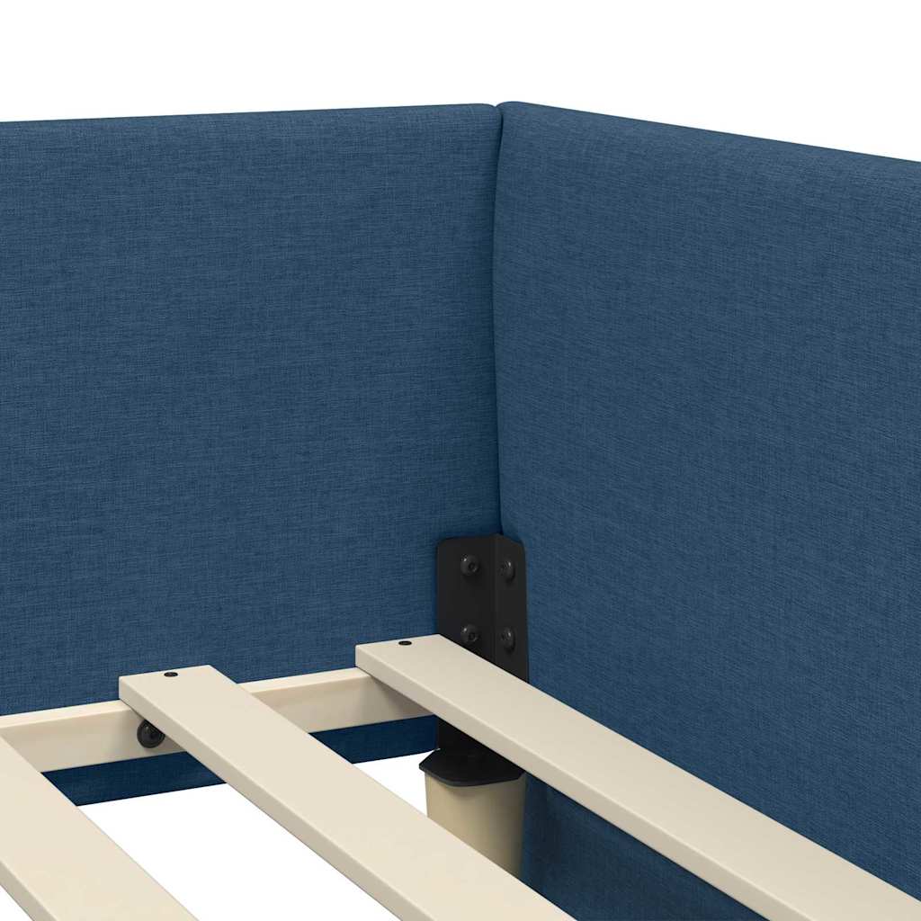vidaXL Κρεβάτι γωνίας με στρώμα με στρώμα 2 pcs Μπλε ύφασμα