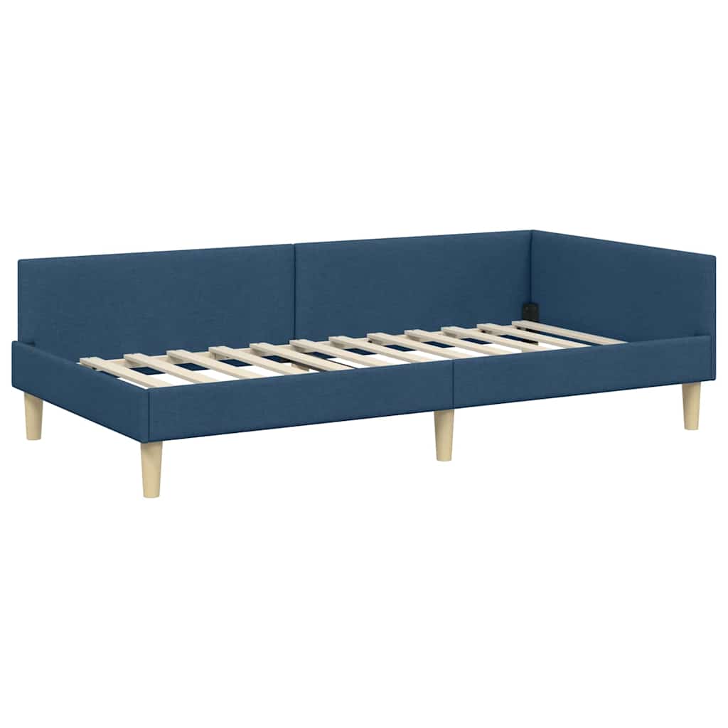 vidaXL Κρεβάτι γωνίας με στρώμα με στρώμα 2 pcs Μπλε ύφασμα