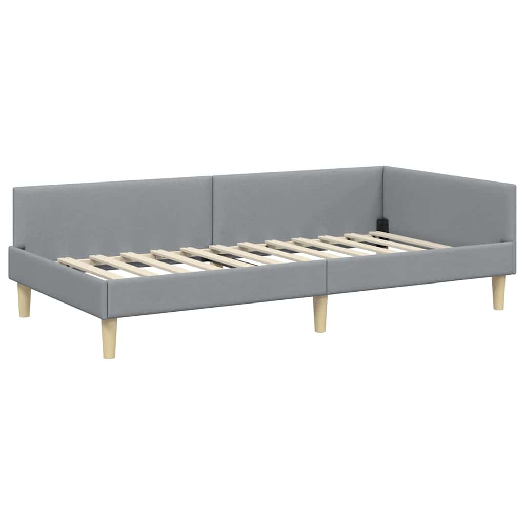 vidaXL Κρεβάτι γωνίας με στρώμα με στρώμα 2 pcs Ανοιχτό γκρι ύφασμα