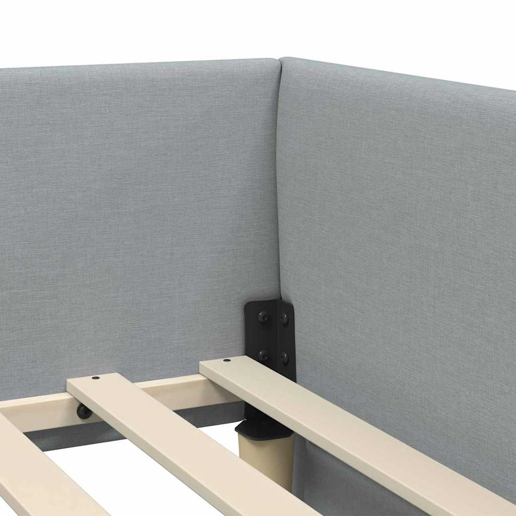 vidaXL Κρεβάτι γωνίας με στρώμα με στρώμα 2 pcs Ανοιχτό γκρι ύφασμα