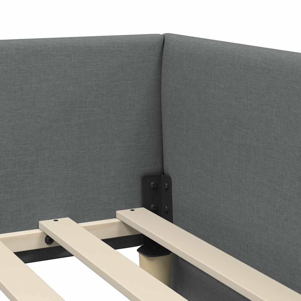 vidaXL Κρεβάτι γωνίας με στρώμα με στρώμα 2 pcs Γκρι ύφασμα
