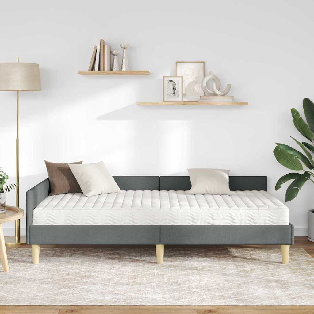 vidaXL Κρεβάτι γωνίας με στρώμα με στρώμα 2 pcs Γκρι ύφασμα