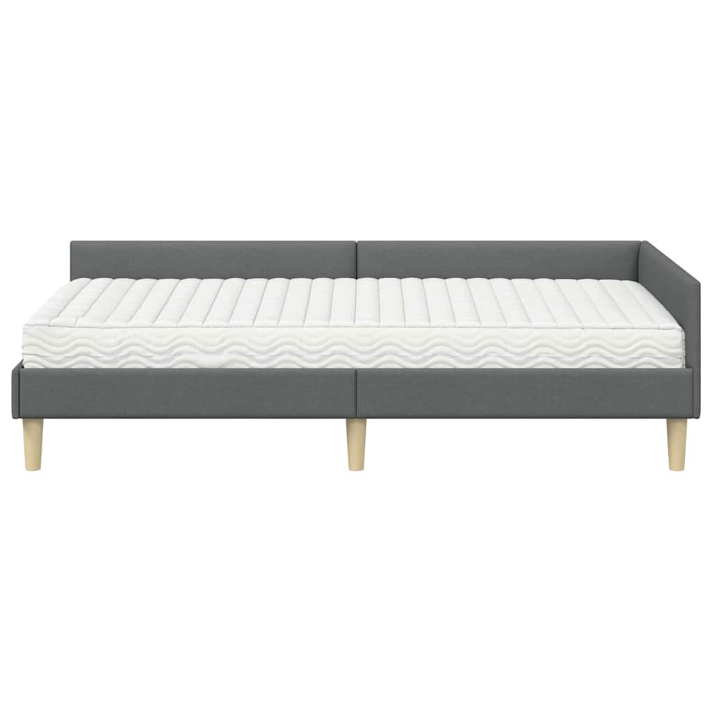 vidaXL Κρεβάτι γωνίας με στρώμα με στρώμα 2 pcs Γκρι ύφασμα