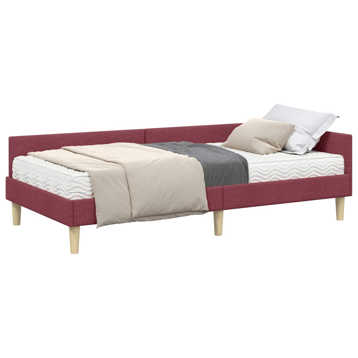 vidaXL Κρεβάτι γωνίας με στρώμα με στρώμα 2 pcs Γκρι ύφασμα