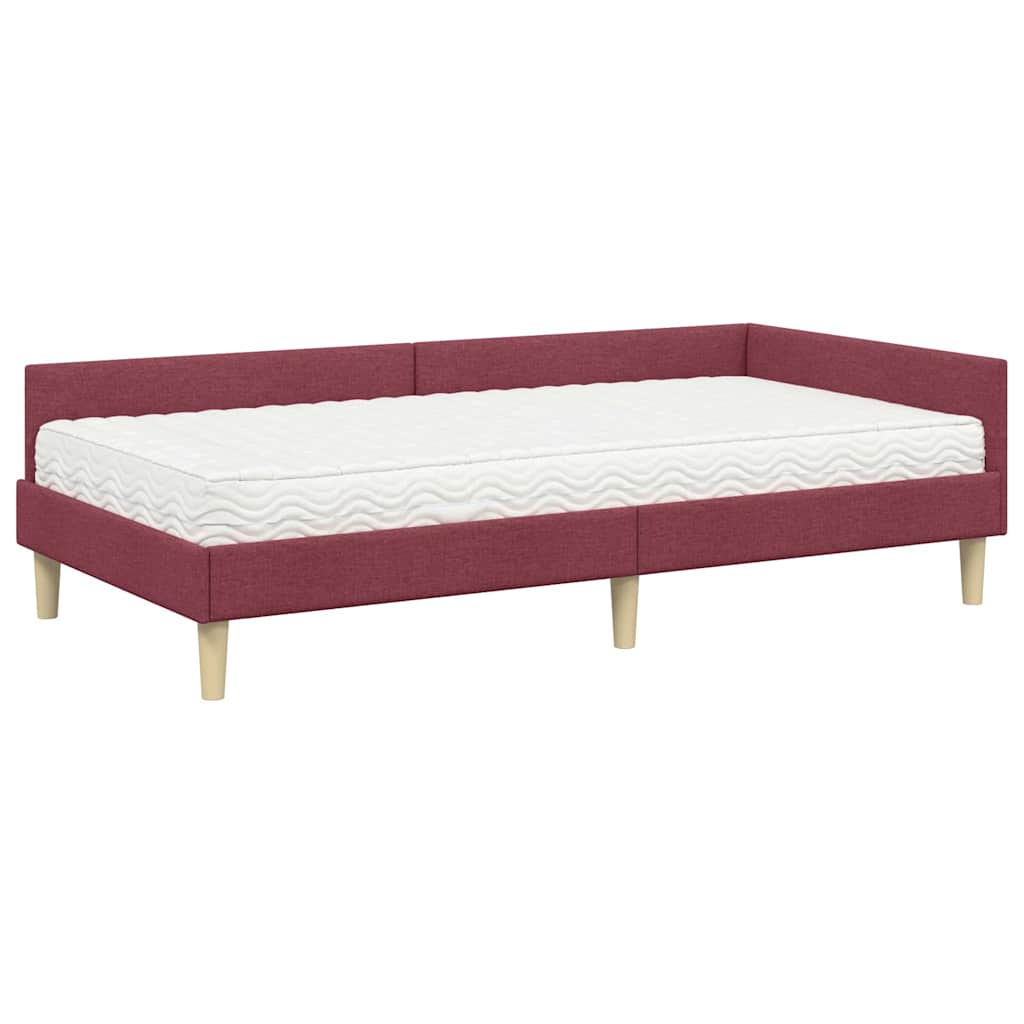 vidaXL Κρεβάτι γωνίας με στρώμα με στρώμα 2 pcs Γκρι ύφασμα