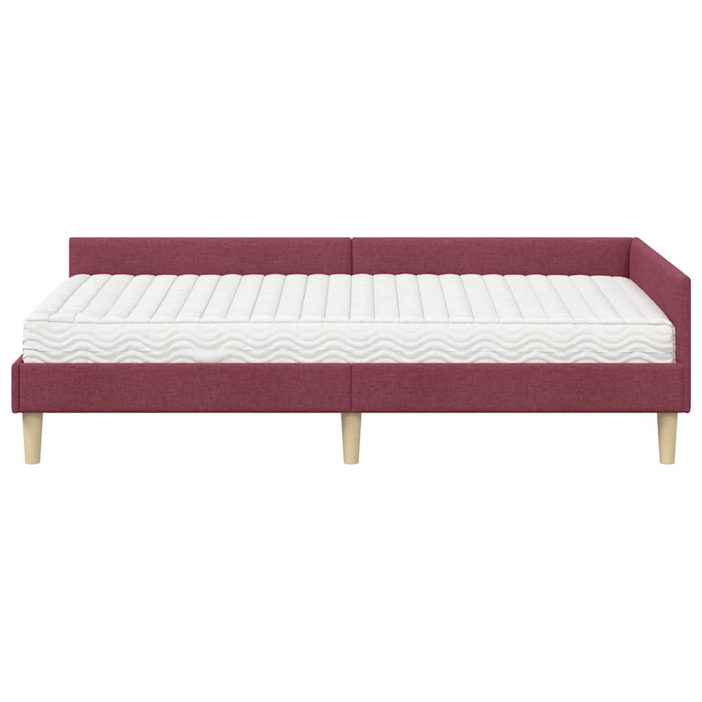 vidaXL Κρεβάτι γωνίας με στρώμα με στρώμα 2 pcs Γκρι ύφασμα