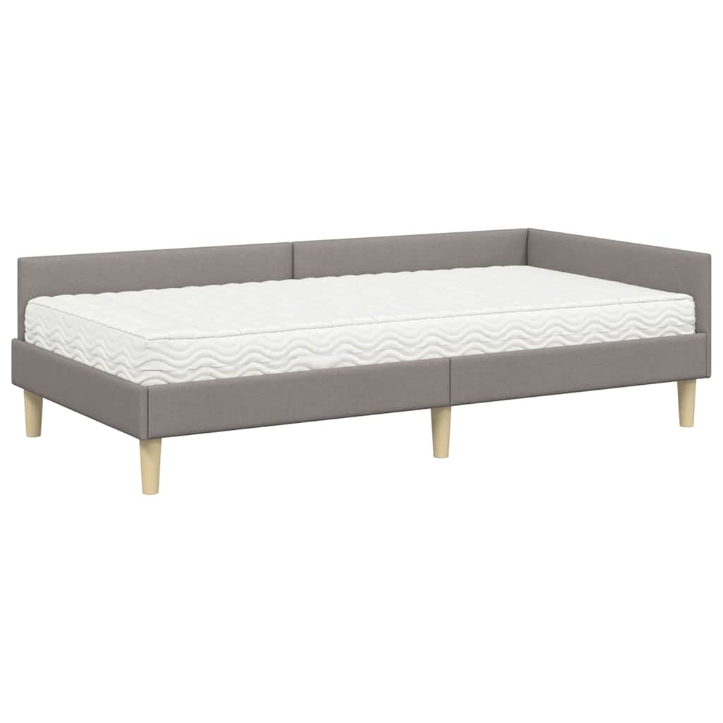 vidaXL Κρεβάτι γωνίας με στρώμα με στρώμα 2 pcs Taupe ύφασμα