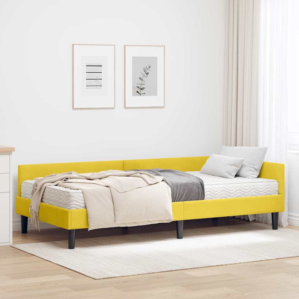 vidaXL Κρεβάτι γωνίας με στρώμα Άλλο με κεφαλάρι 2 pcs Κίτρινο Βελούδο