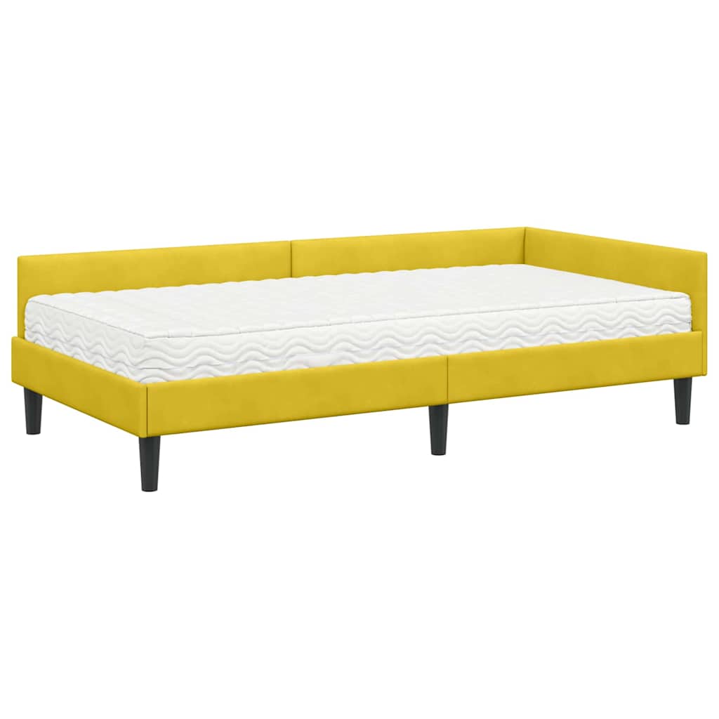 vidaXL Κρεβάτι γωνίας με στρώμα Άλλο με κεφαλάρι 2 pcs Κίτρινο Βελούδο