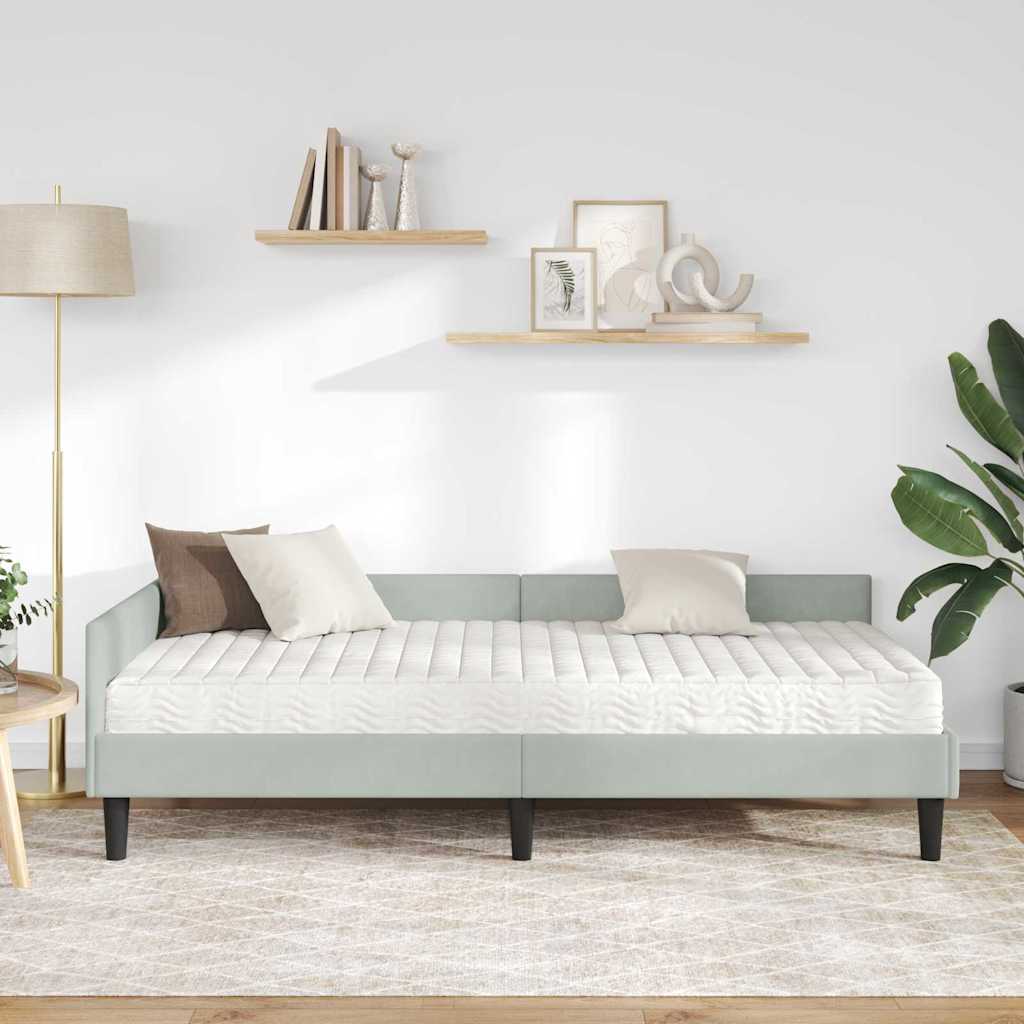 vidaXL Κρεβάτι γωνίας με στρώμα Άλλο 2 pcs Ανοιχτό γκρι Βελούδο