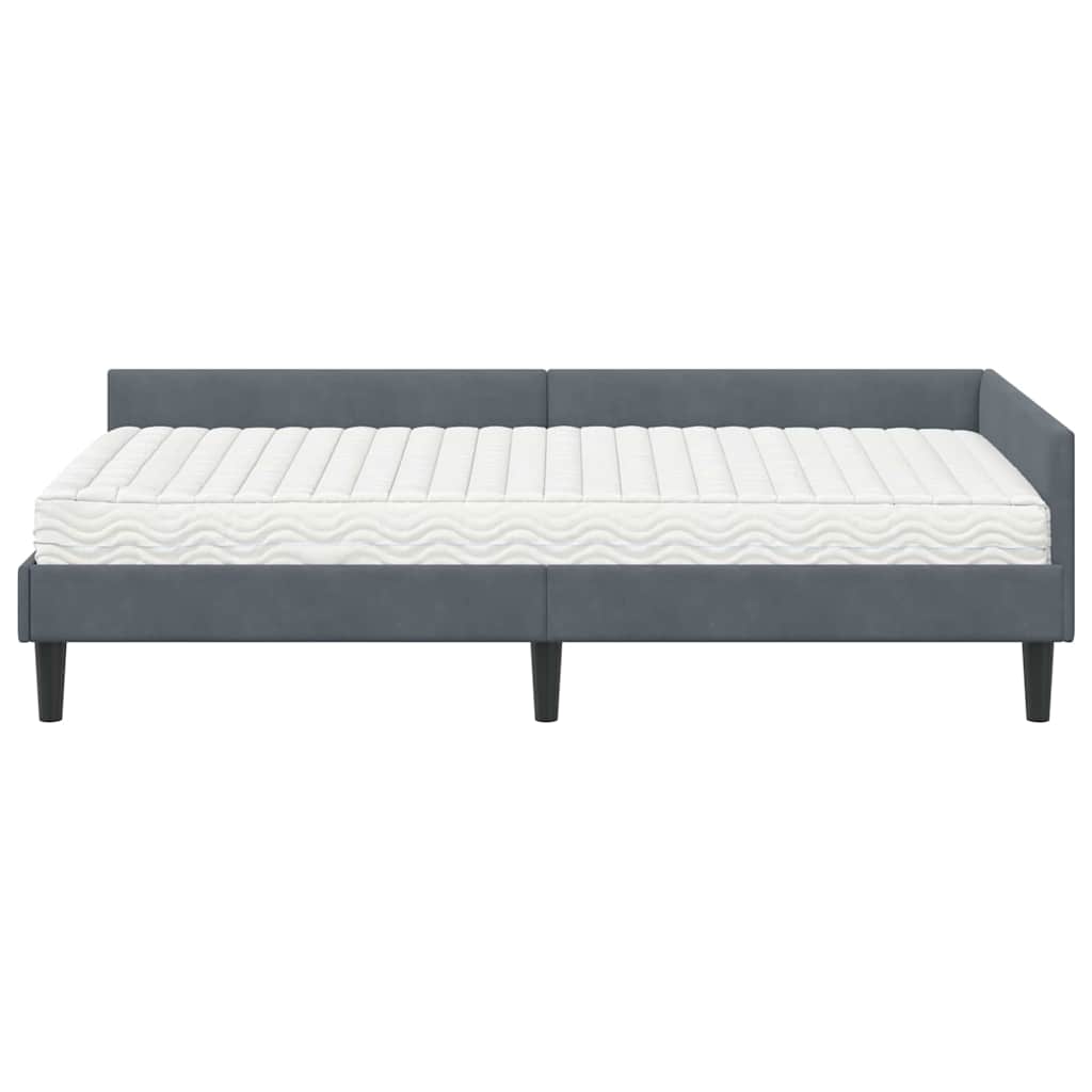 vidaXL Κρεβάτι γωνίας με στρώμα Άλλο με κεφαλάρι 2 pcs Γκρι Βελούδο