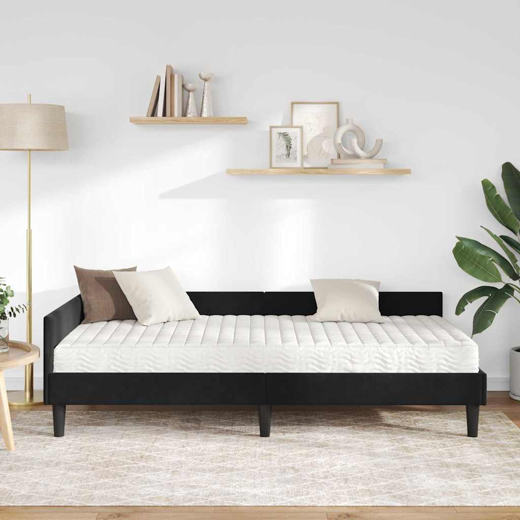 vidaXL Κρεβάτι γωνίας με στρώμα Άλλο με κεφαλάρι 2 pcs Μαύρο Βελούδο