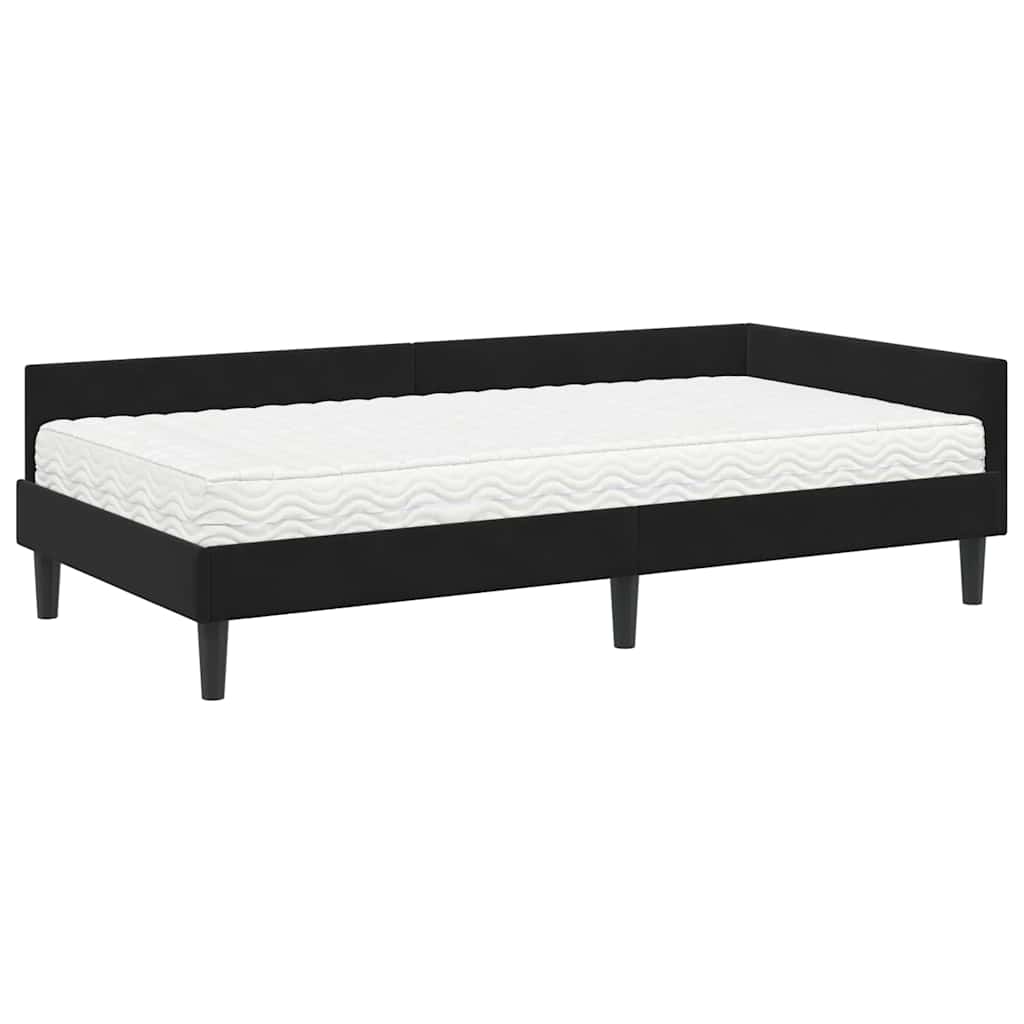 vidaXL Κρεβάτι γωνίας με στρώμα Άλλο με κεφαλάρι 2 pcs Μαύρο Βελούδο