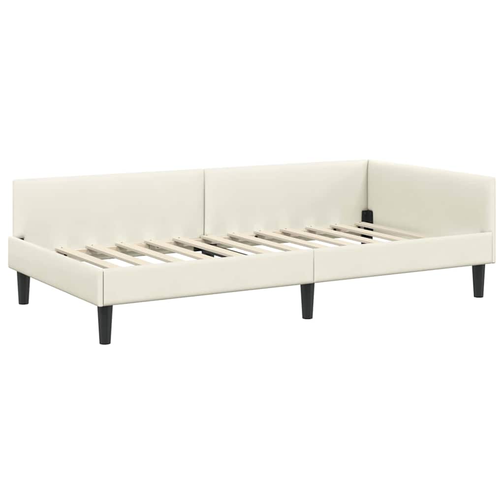 vidaXL Κρεβάτι γωνίας με στρώμα Άλλο με κεφαλάρι 2 pcs Κρεμ Βελούδο