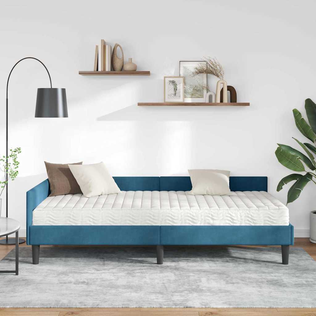 vidaXL Κρεβάτι γωνίας με στρώμα Άλλο με κεφαλάρι 2 pcs Μπλε Βελούδο